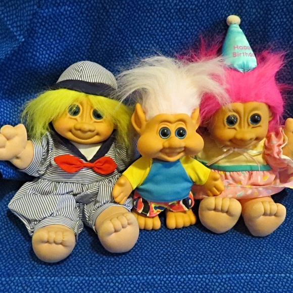 Trolls Toys 3 Vintage Troll Dolls Skippy Happy Birthday Plus Poshmark